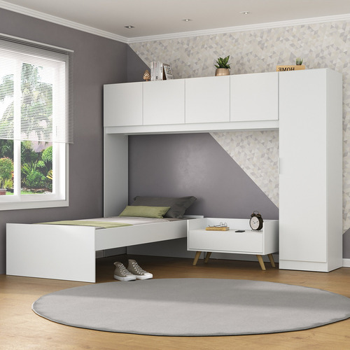 Conjunto Quarto Solteiro Retrô Dublin Multimóveis Mp4033 B/n