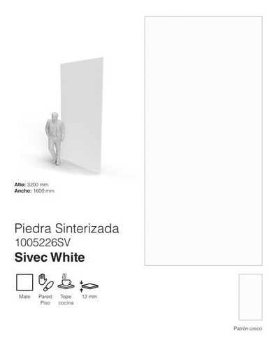 Piedra Sinterizada , Ovefland,sivec White 1600x3200x12mm