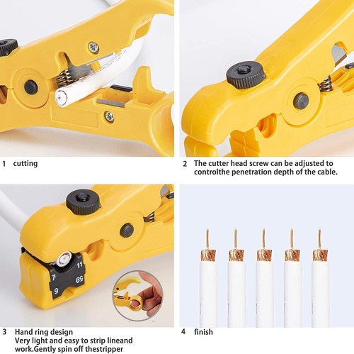 Kotto Coaxial Cable Crimper Kit, Herramienta De Compresión C