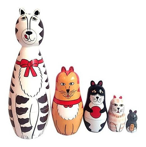 Glamorway 5-anidamiento De Madera Lindo Muñecas Matryoshka A