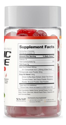 Snap Supplements Nitric Oxide Beet Gummies 60ct Sfn