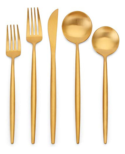 Juego De Cubiertos De Oro Mate, Oliviola Juego De Cubiertos