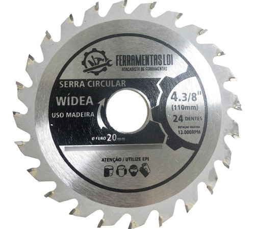 Serra Circular Widea 4.3/8 X 24 Dentes Furo 20mm Ldi