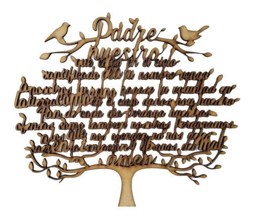 2 Arbol Padre Nuestro Mdf 3mm 20cm Alto, Base Grabada 2 15cm