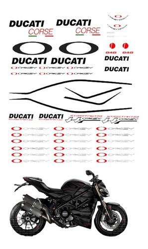 Kit Adesivo Para Ducati 848 Streetfighter 14766 Cor PRATA/PRETO/VERMELHO