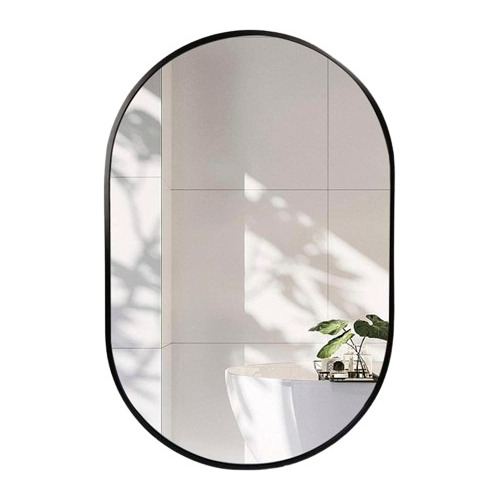 Espejo Oval / Ovalado Negro 70x100cm Marco Aluminio