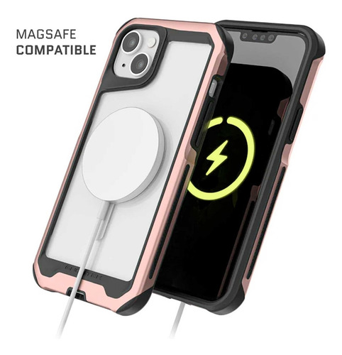 . Funda Ghostek Atomic Para iPhone 14 Aluminio Rosa Transp