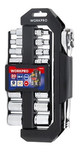 Set Juego Bocallave Crique Tubos 20p Manija Portatil Workpro