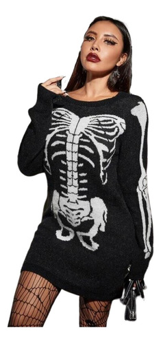 Sweater Esqueleto Calavera Suéter Huesos Vestido Ajustado