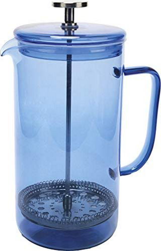 Cafetera Prensa Francesa De Vidrio Borosilicato, Azul