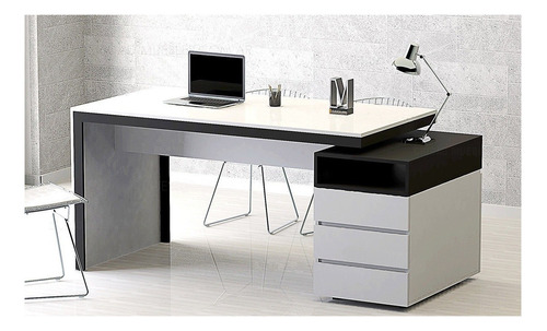 Escritorio Ciudad Muebles archivero doble cara melamina de 170cm x 78cm x 75cm blanco y negro