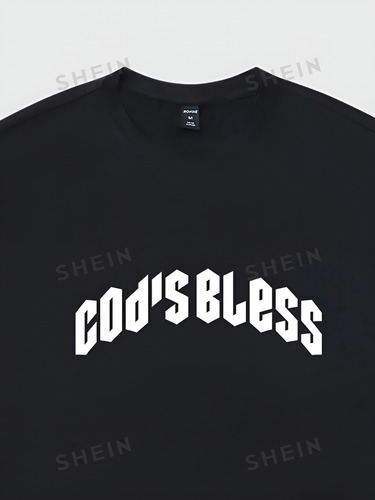 Camiseta Shein Romwe Hombre Estampada Dios