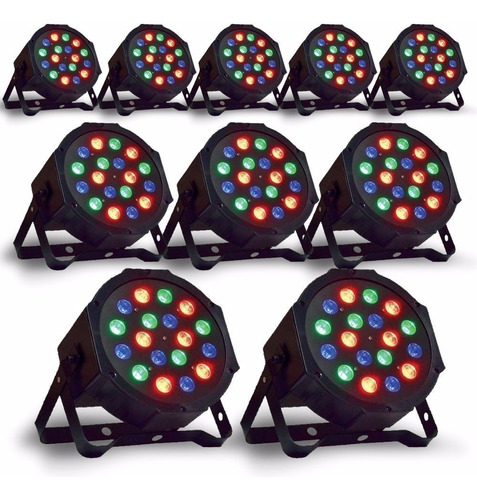 Kit 5 Canhão Par 56 18 Led Jogo Luz Strobo Dmx Rgb Dj K80