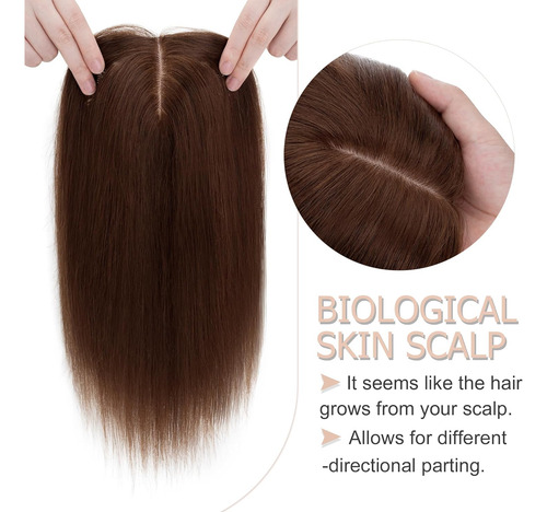 Topper Para Mujer Con Cabello Humano Real Sin Flequillo 150%