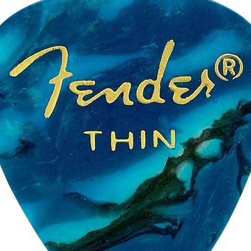 Palheta Fender Celulóide Thin Ocean Turquoise 12 Unidades Cor Azul Tamanho Fina