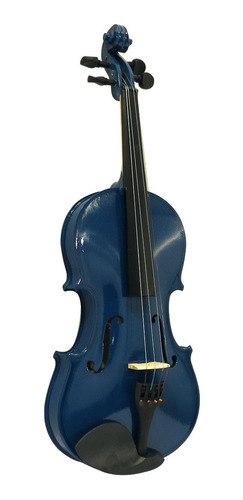 ViolĂn 4/4 De Madera Color Azul + Arco + Estuche + Resina