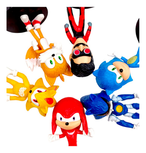 Sonic Set Figuras 6 Pzs Tails Knuckles Dr. Eggman + Bases