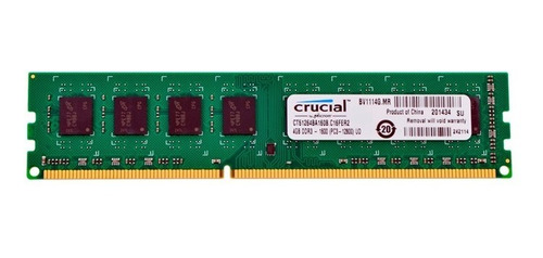 Memoria Para Pc Crucial 4 Gb 1600 Mhz Cl11 Ddr3