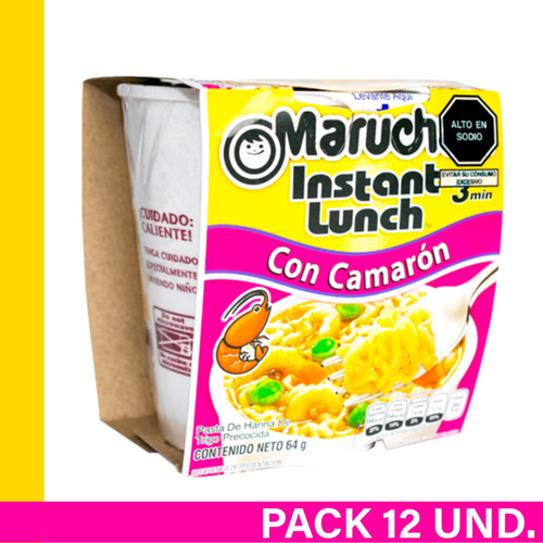 Maruchan Ramen Instantáneo Sabor Camaron - Pack 12 Unidades