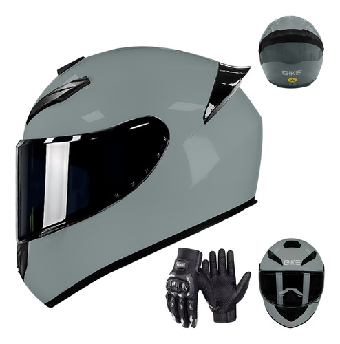 Casco De Motocicleta Visor Solar Integral Aprobad Por El Dot Plateado Solido 2xl