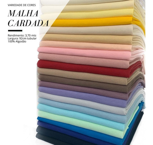 Tecido Meia Malha 100% Algodão 1 Metro Cardada Varias Cores