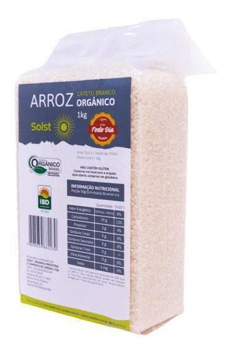 Arroz Cateto Orgânico Branco (tipo Japonês) Vácuo Solst 1 Kg