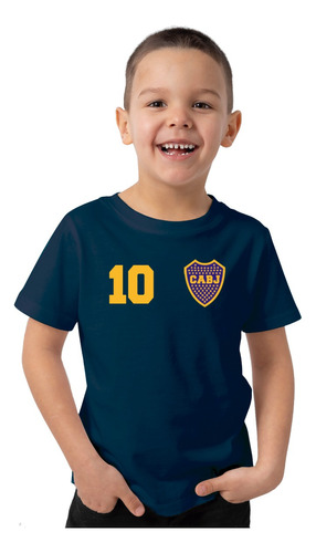 Remera  Algodón Boca Juniors Cabj Nombre Y N° Personalizado