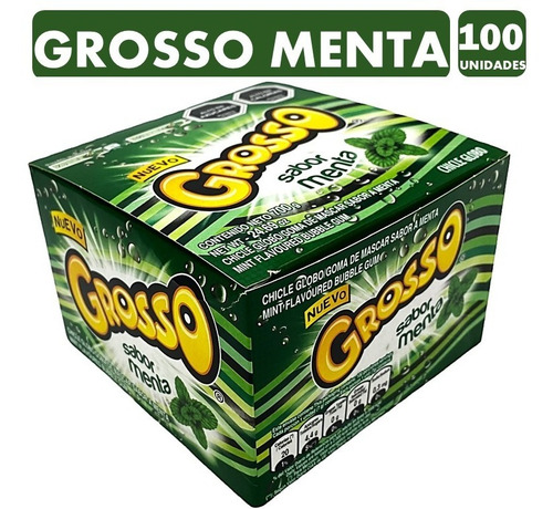 Chicle Grosso Menta Display 100 Unidades 7gr