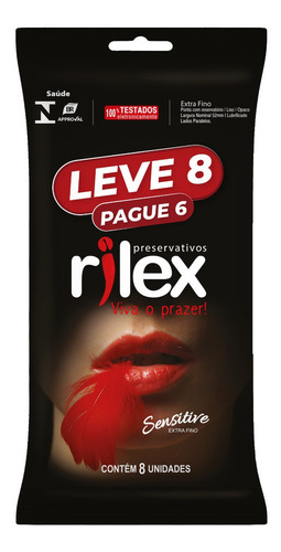 Preservativo Camisinha Rilex Sensitive Pague 6 Leve 8