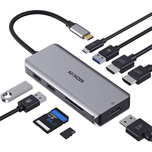 Estación De Acoplamiento, Adaptador Usb C Dual Hdmi, 9...