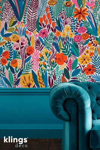 Vinilos Decorativos Mural Dibujo Flores Abstarcto Colores 