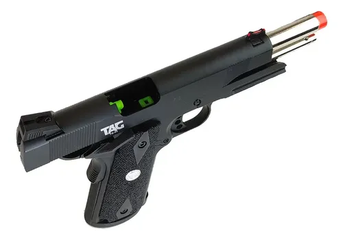 Pistola Airsoft TAG Marcux 1911 Gbb Green Gas 6mm 310 FPS Preto