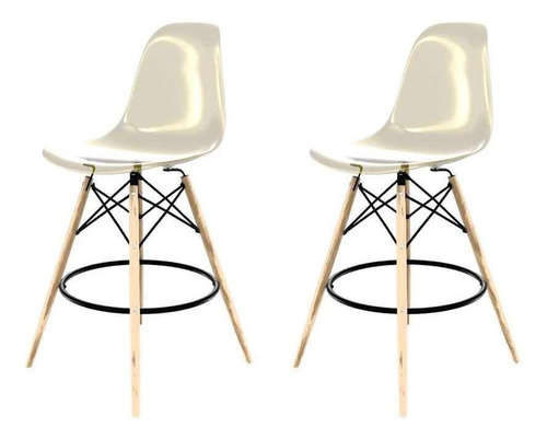 Conjunto Com 2 Banquetas Eames Dsw Âmbar Cor Amarelo