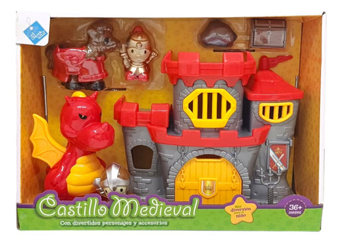 Juego Play Set Castillo Del Dragon El Duende Azul Color Gris y Rojo