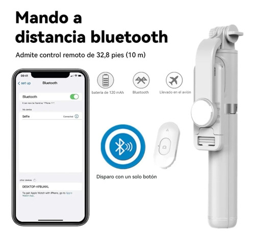 Trípode Con Control Remoto Para Celular Selfie Vía Bluetooth