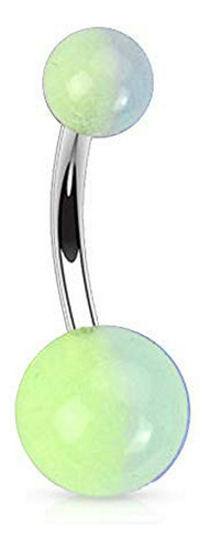 Aros - 316l Stainless Steel Belly Button Ring With 2-tone Gl