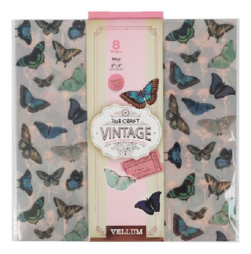 8 Hojas De Papel Vegetal Ilustrado Ibi Craft, 96grs Vintage