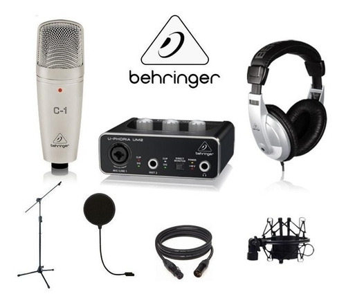 Kit De Grabacion Behringer Um2 +mic C1 + Audifonos+pop +base