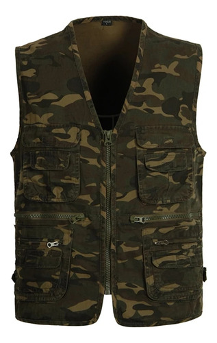 Chaleco Casual De Camuflaje De Algodón Militar Para Hombre V