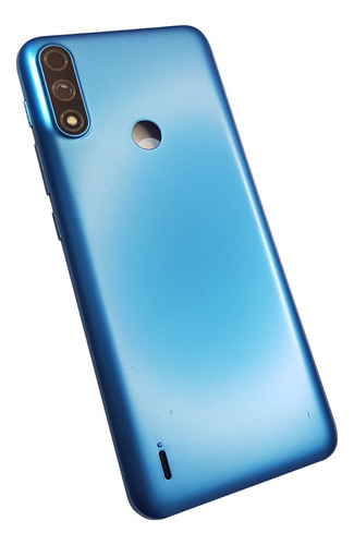 Repuesto Tapa Trasera Para Moto E7i Power C/ Lente Y Botones Azul Lisa