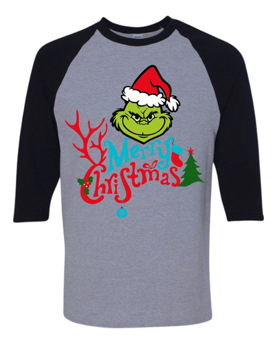 Camiseta El Grinch De La Navidad Camibuso Raglan Serie Navid