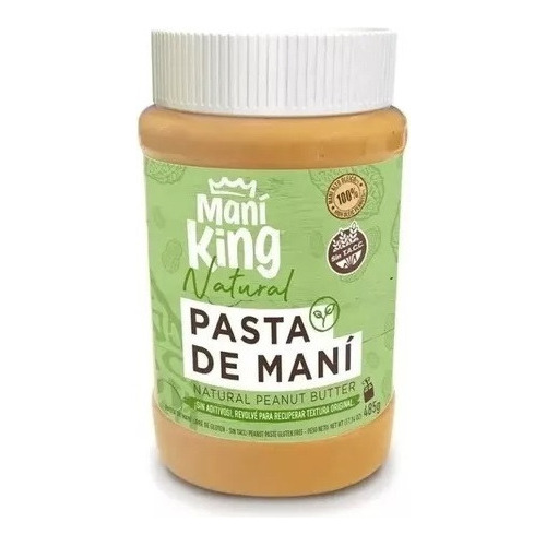 Pasta De Mani Natural King Sin Tacc 485gr X3 Frascos