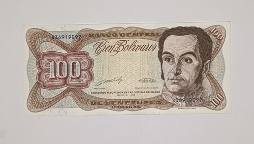 Billete De Venezuela 100 Bs Mayo 31 1990 Sin Circular S8