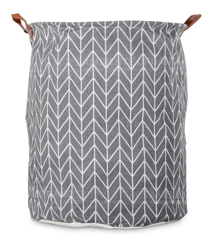 Canasto Cesto Para Ropa Sucia Lona Impermeable Zig Zag Gris