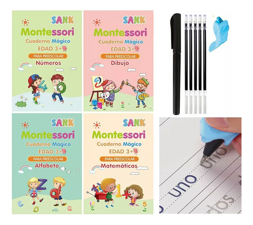 4 Cuadernos Mágico Español Librocaligrafía Reutilizable Niño