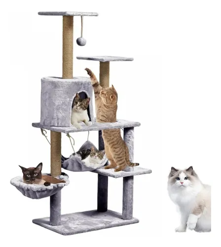 Árbol Rascador para Gatos Altura 53 cm Torre para Gatos 4 en 1 con