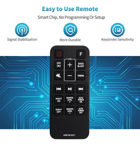 Control Remoto De Reemplazo Akb74815371 For LG Sound Bar S