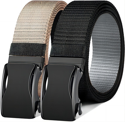 Cinturones Para Hombre Casual De 2pcs Bicolor Cinturón Golf Color Negro Diseño De La Tela Rayas Talla 125