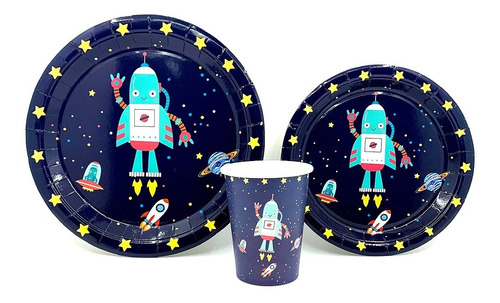 Set Astronauta, Platos, Vasos, Cotillón - Decoración 