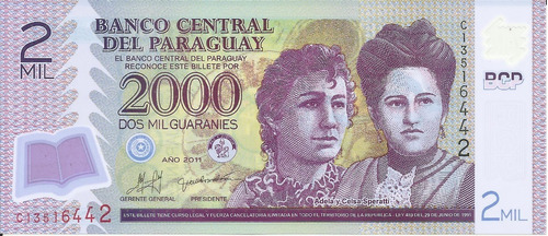 Paraguay 2000 Guaraníes 2011 Polímero 